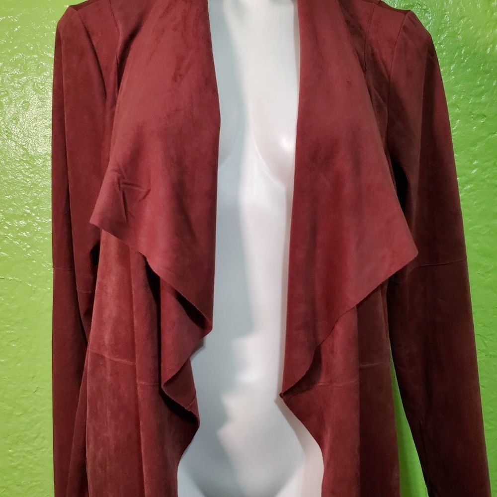 Dressbarn Suede Open Front Draped Jacket Size L - Picture 3 of 8